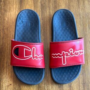Champion Kids Red and Black Slide Sandals